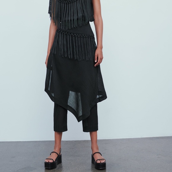 Zara High Waist Trousers W Wrap Detail 